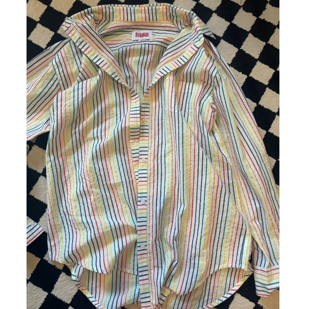 SOLID AND STRIPED BUTTON DOWN COVER UP